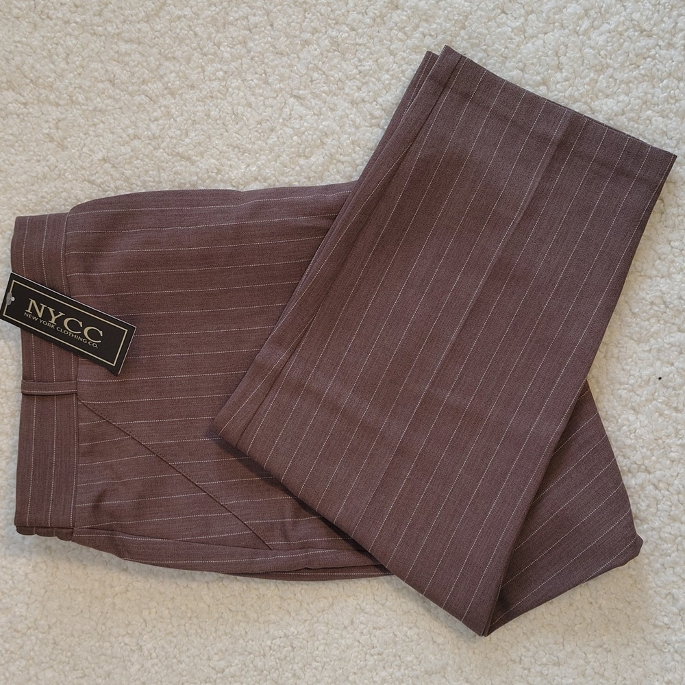 NYCC Brown & White Stripe Pull-On Pants. Comfy Chic. Size XL.